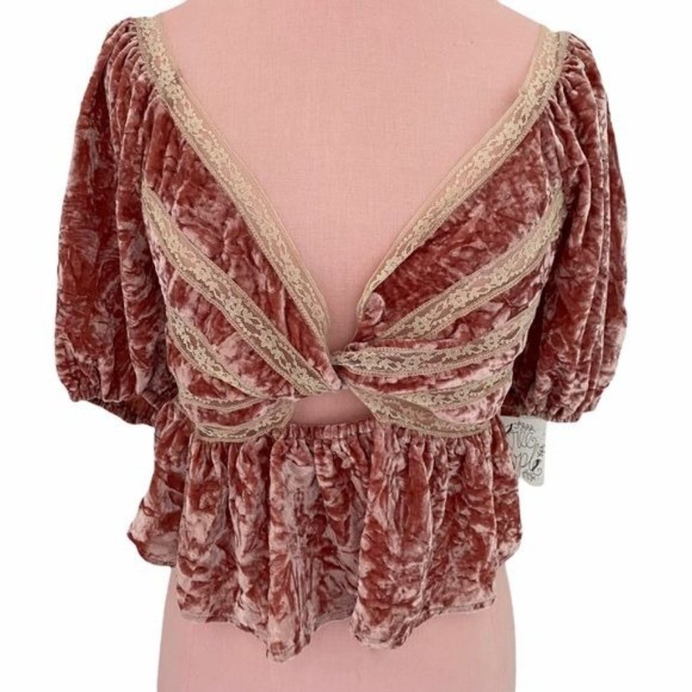 Free People Yours Truly Velvet Top Size Small NWT - Picture 5 of 11